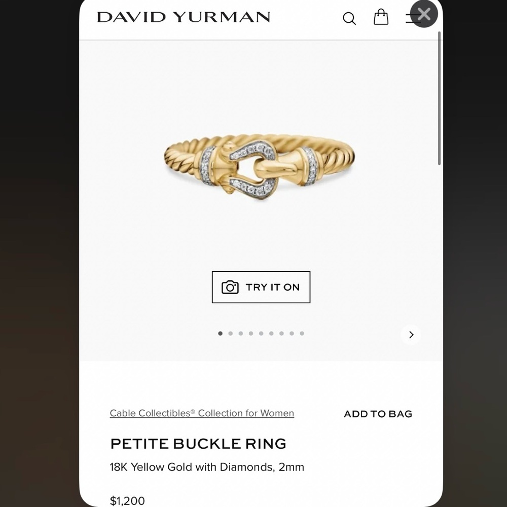 ❤️ David Yurman 18K Petite Buckle Ring Sz 6 - Picture 4 of 5